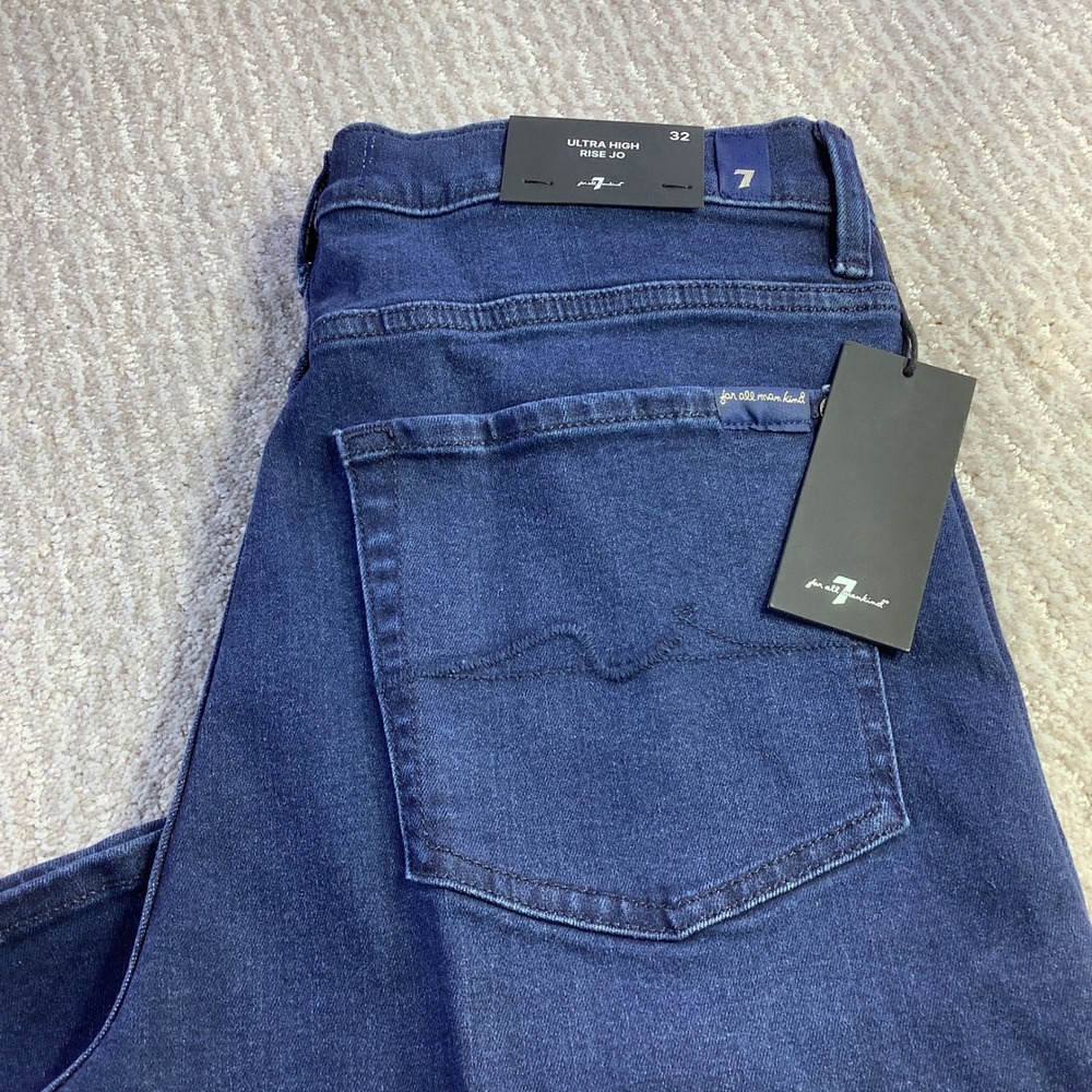 7 For All Mankind Ultra High Rise Jo Wide Leg Jeans Virginia Blue Size 32 NWT